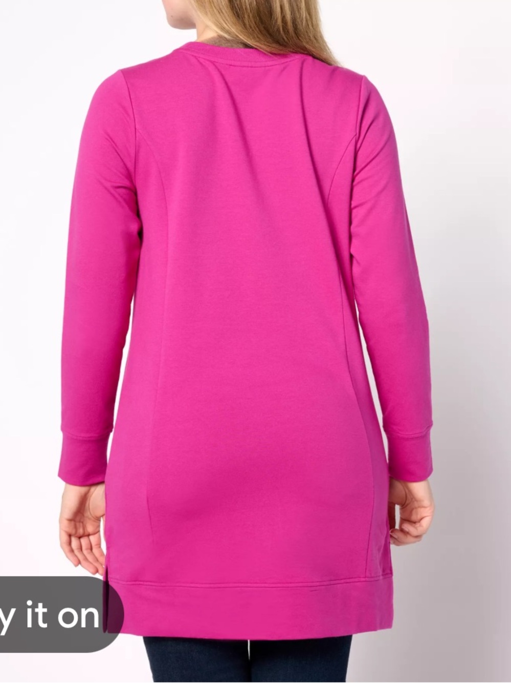 Relaxed Tunic Sweatshirt - Vivid Fuchsia - Picture 2 of 6